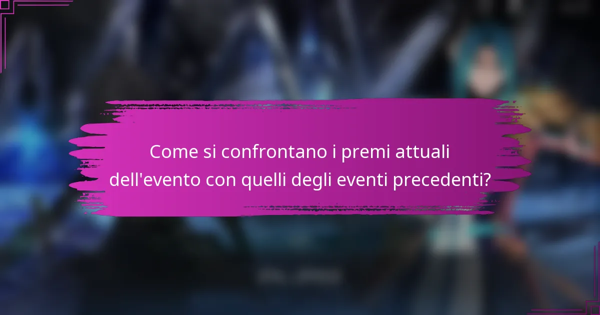 Come si confrontano i premi attuali dell'evento con quelli degli eventi precedenti?