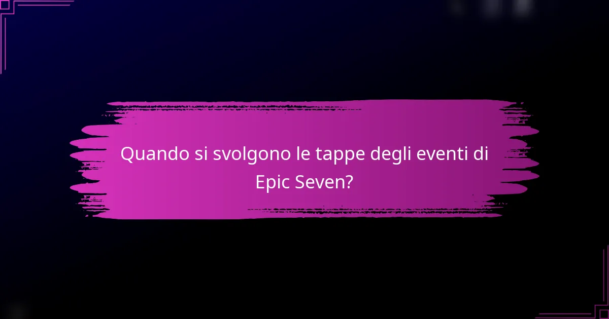 Quando si svolgono le tappe degli eventi di Epic Seven?